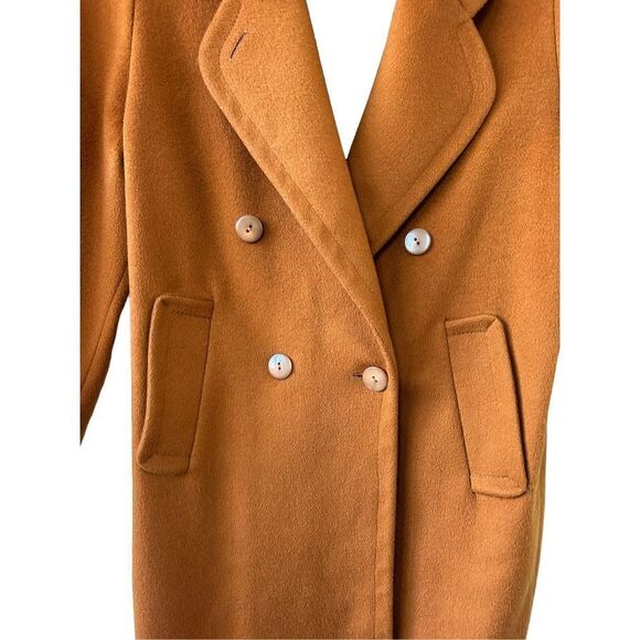 Vintage Ashley Scott Trench Coat Double Breasted Pure Wool Brown Women’s Size XS - Picture 3 of 6